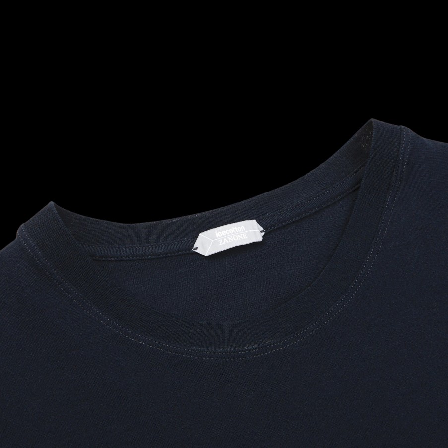 Zanone Navy Blue Ice Cotton T-Shirt Hot