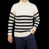 Gloverall Ecru Blue Striped Wool Rollneck Online