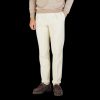 Incotex Cream Beige Cotton Stretch Pleated Chinos New