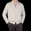 Gran Sasso Beige Cashmere Alcantara Front Padded Jacket New