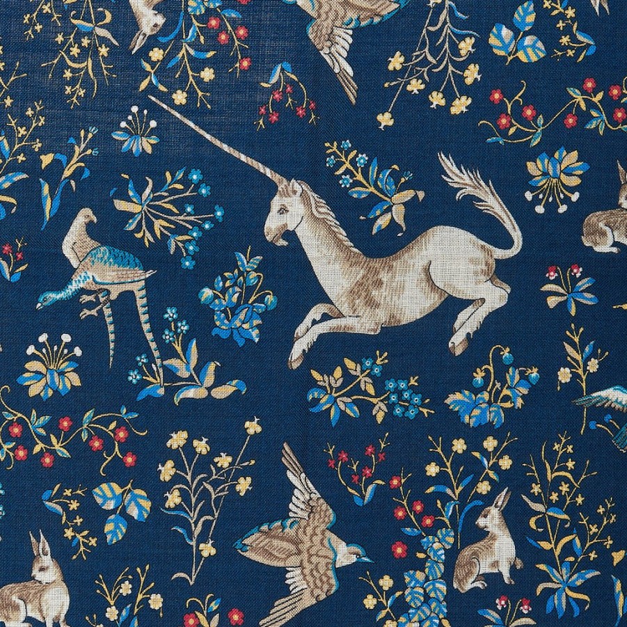 Drake's Blue Wool Silk Unicorn Print Scarf Hot