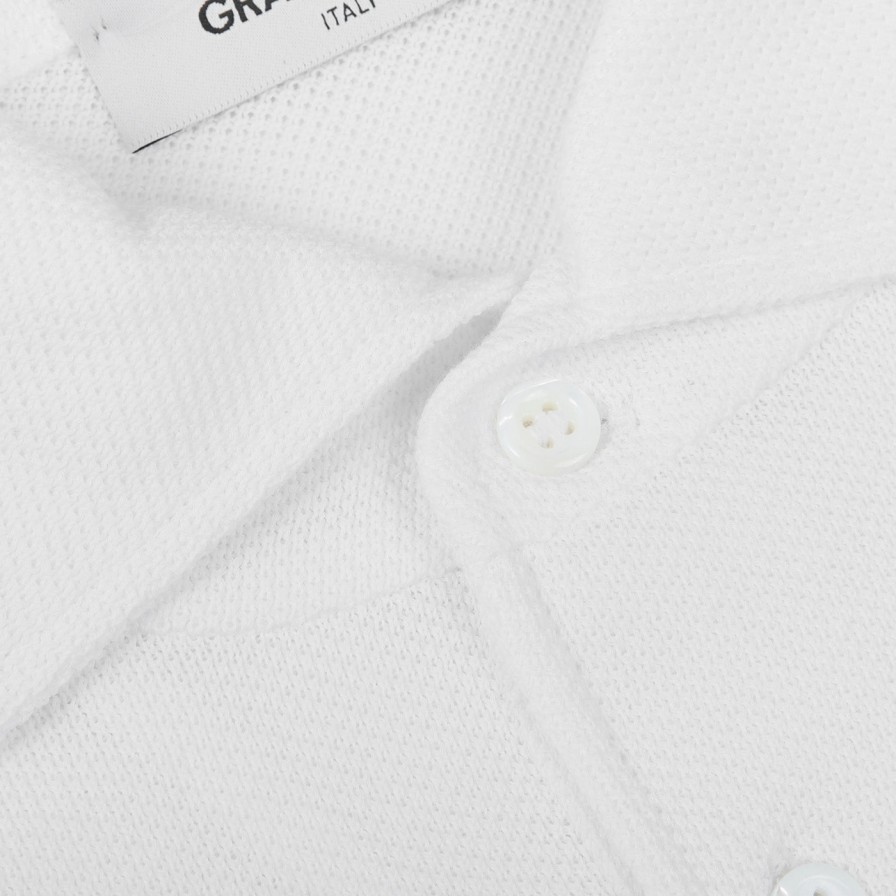 Gran Sasso White Fresh Cotton Mesh Polo Shirt Clearance