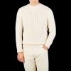 Drumohr Ecru Lambswool Cable Knit Sweater Wholesale