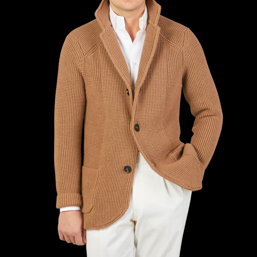 Maurizio Baldassari Camel Beige Zegna Baruffa Wool Brenta Jacket Clearance