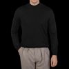 Fedeli Black 140S Wool Mockneck Sweater New