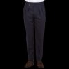 Luigi Bianchi Navy Wool Flannel Pleated Trousers Wholesale