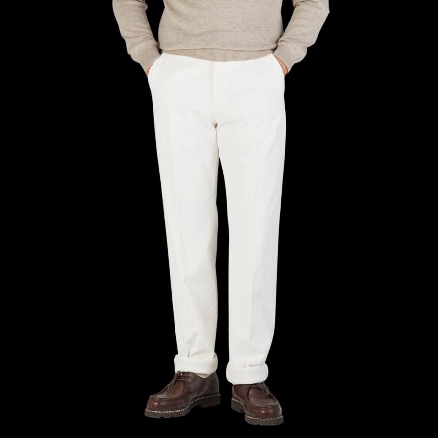 Incotex White Cotton Corduroy Comfort Chinos Wholesale