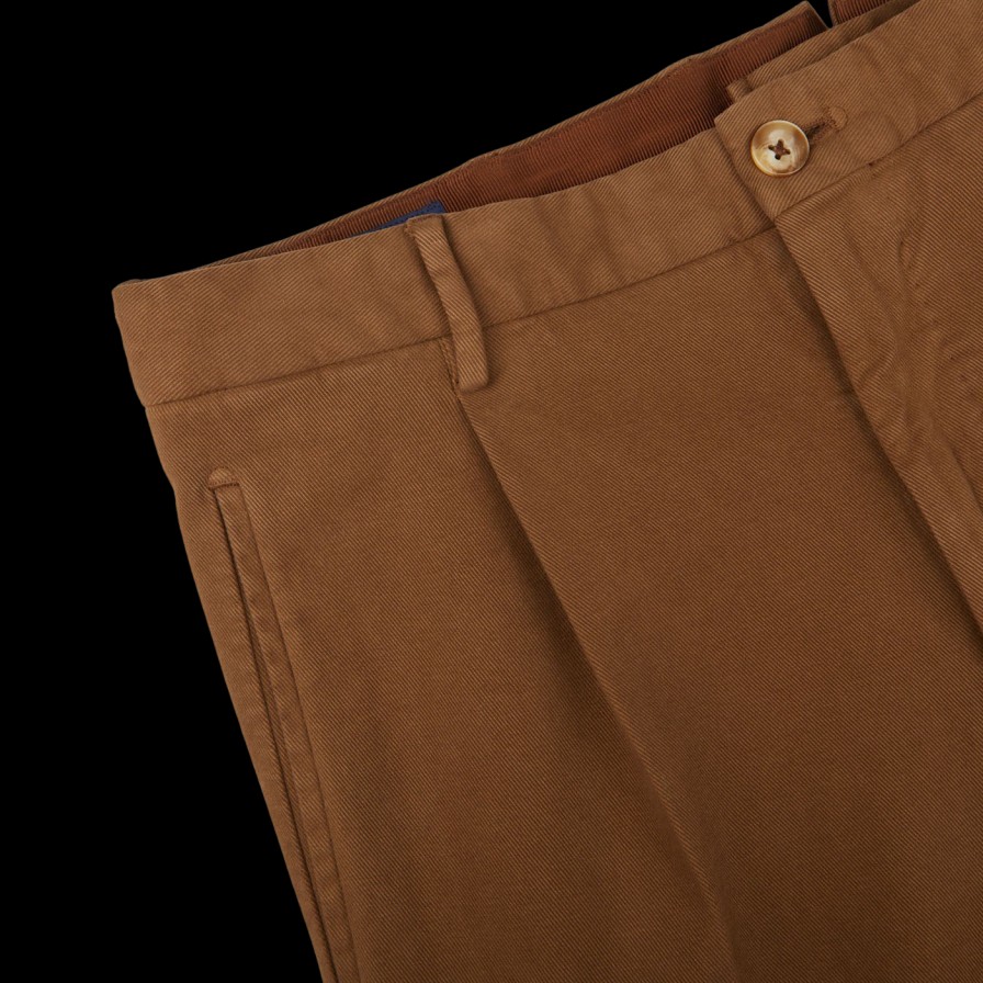 Incotex Tobacco Brown Cotton Tapered Fit Chinos Best