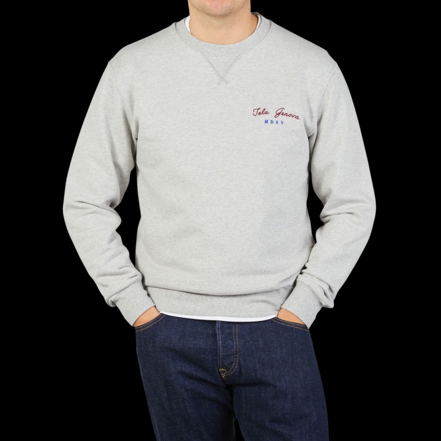 Tela Genova Grey Pure Cotton Benito Sweatshirt New