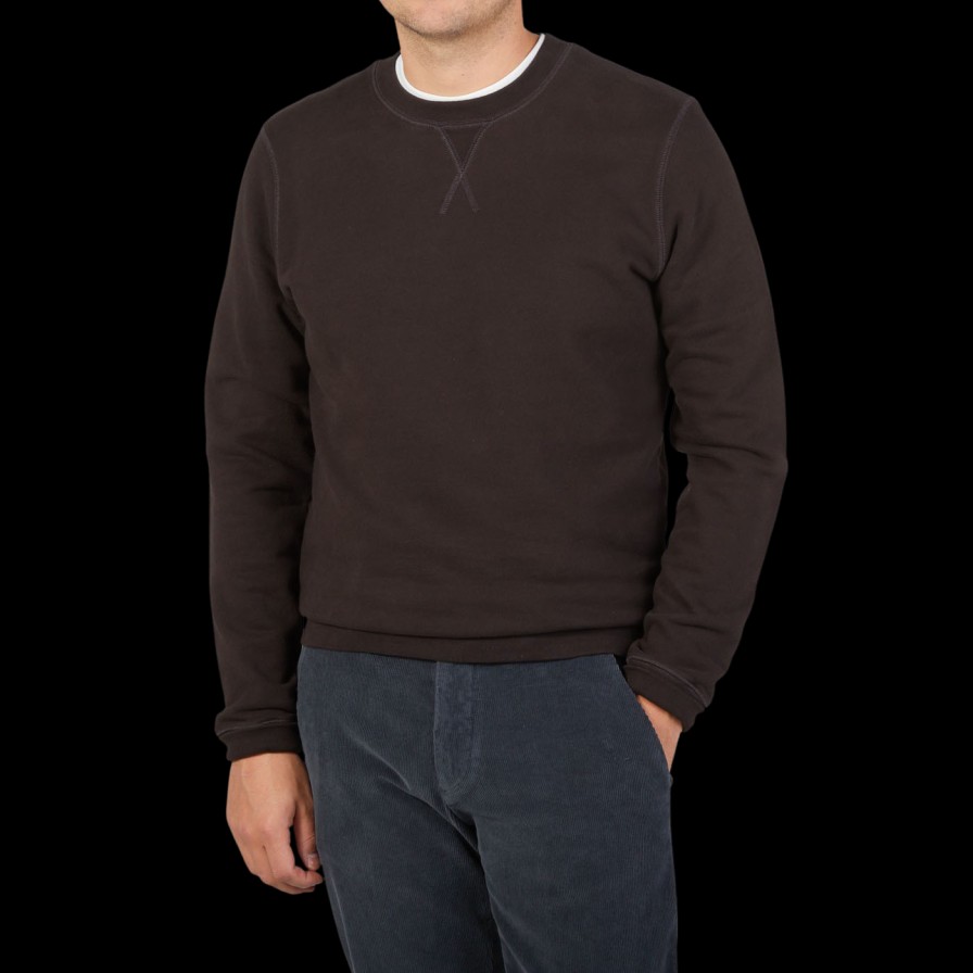 Sunspel Coffee Brown Cotton Loopback Sweatshirt Hot