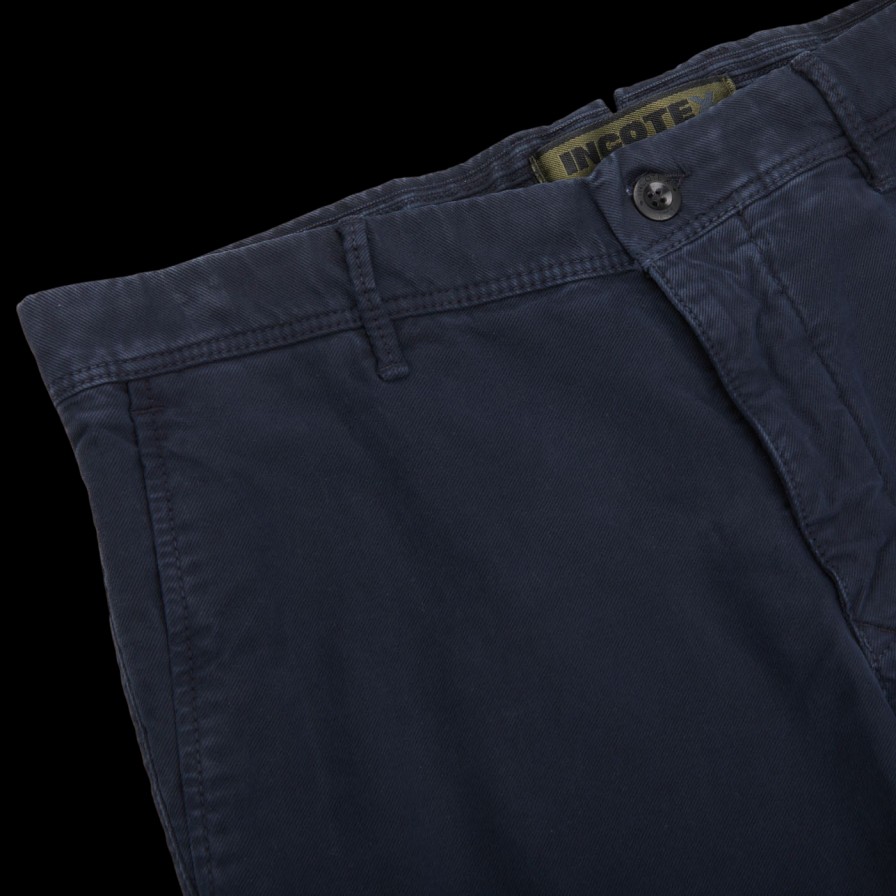 Incotex Navy Blue Cotton Stretch Slacks Chinos Wholesale