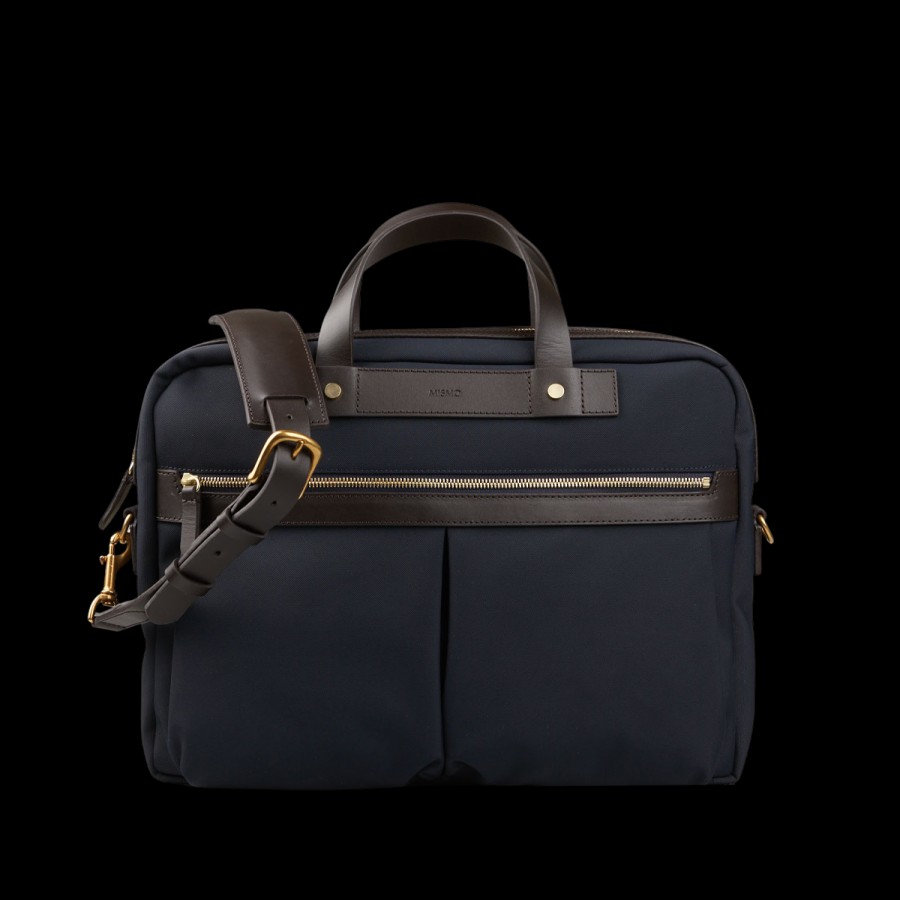 Mismo Navy Dark Brown M/S Canvas Office Briefcase Wholesale