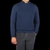 Gran Sasso Blue Wool Blend Mock Neck Sweater Hot