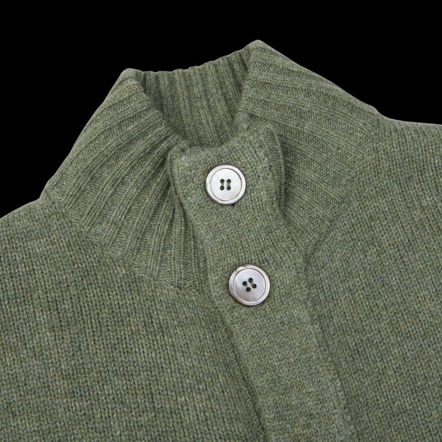 Alan Paine Landscape Green Lambswool Landford Cardigan Best