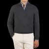 Gran Sasso Charcoal Grey Wool Cashmere 1/4 Zip Sweater New