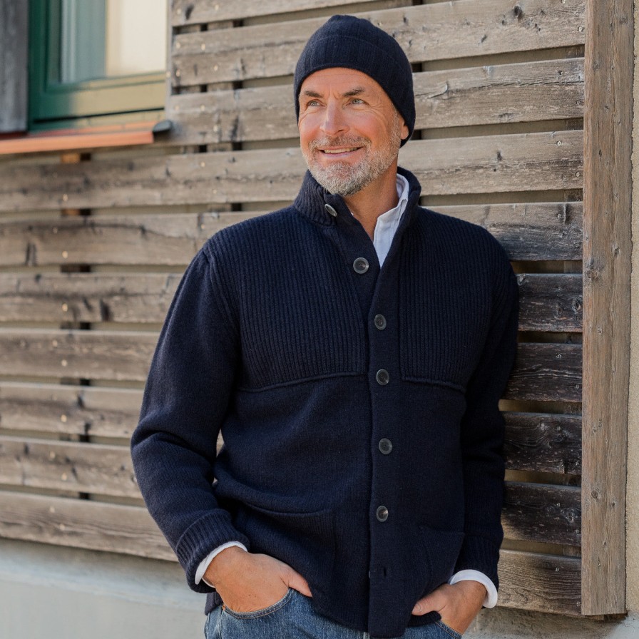 Inis Meain Navy Merino Wool Storm Jacket Best