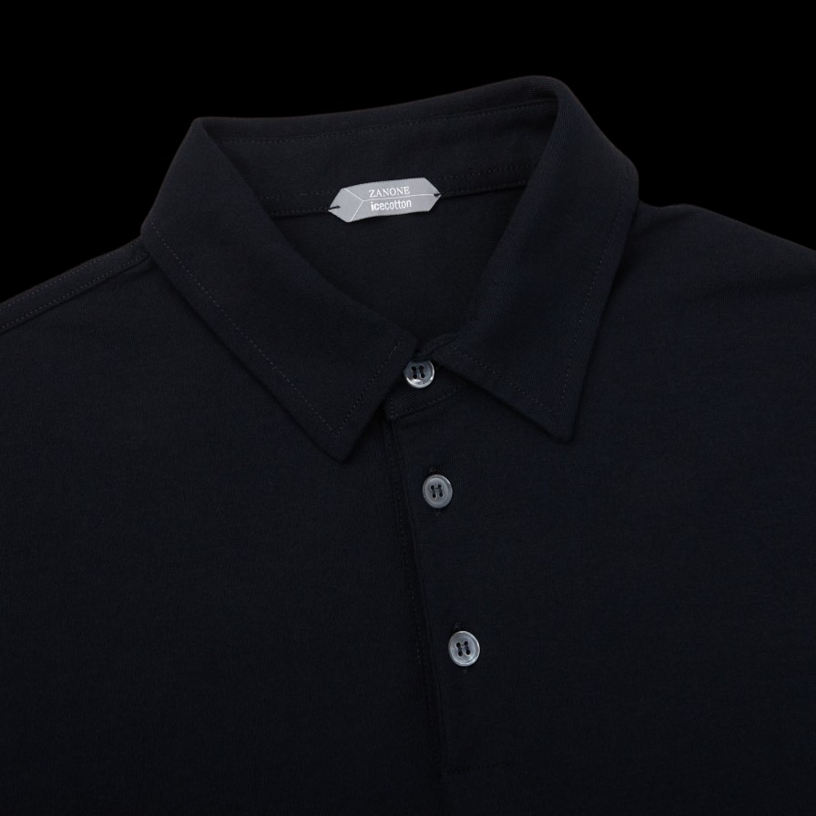 Zanone Navy Blue Ice Cotton Polo Shirt Online