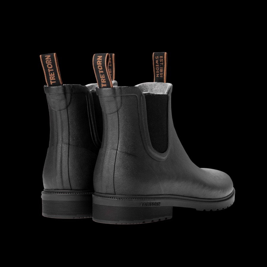 Tretorn Black Rubber Wool Lined Chelsea Boots Wholesale