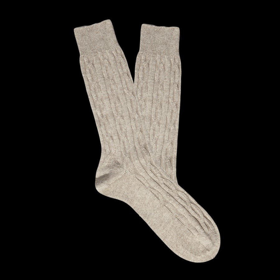 Bresciani Beige Cable Knitted Cashmere Socks Online